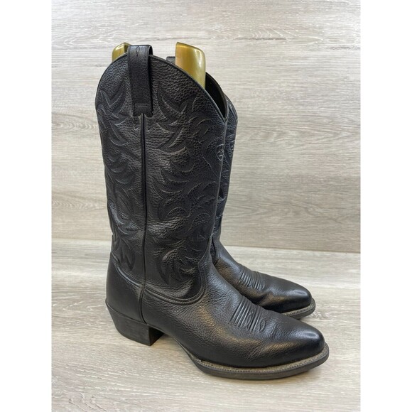 Ariat Heritage R Toe 10002218 Men's 11.5D Black Leather Almond Toe Western Boot